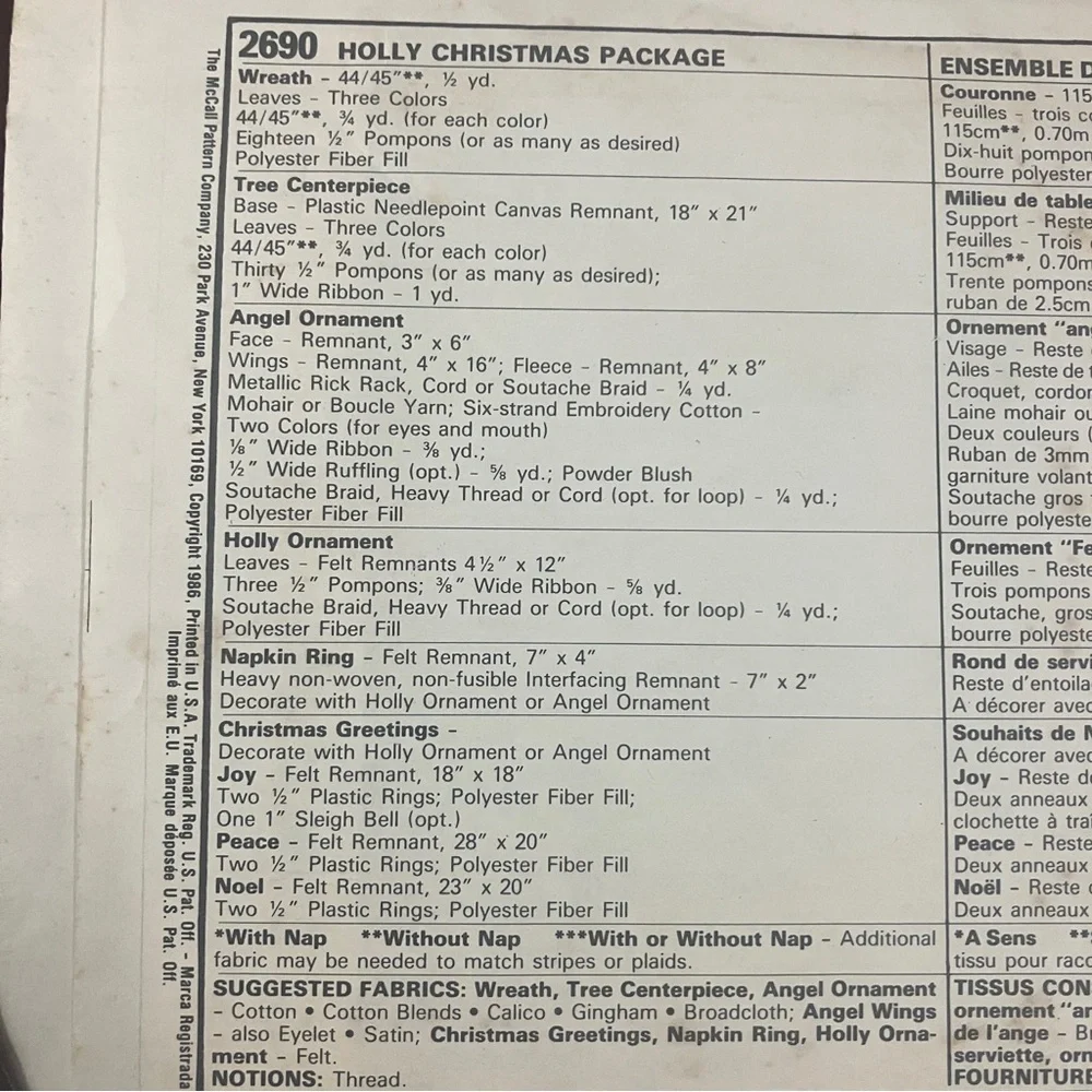 Lot of 3 1980s-90s Christmas Decor McCall’s Crafts Sewing Patterns 2690 2689 889